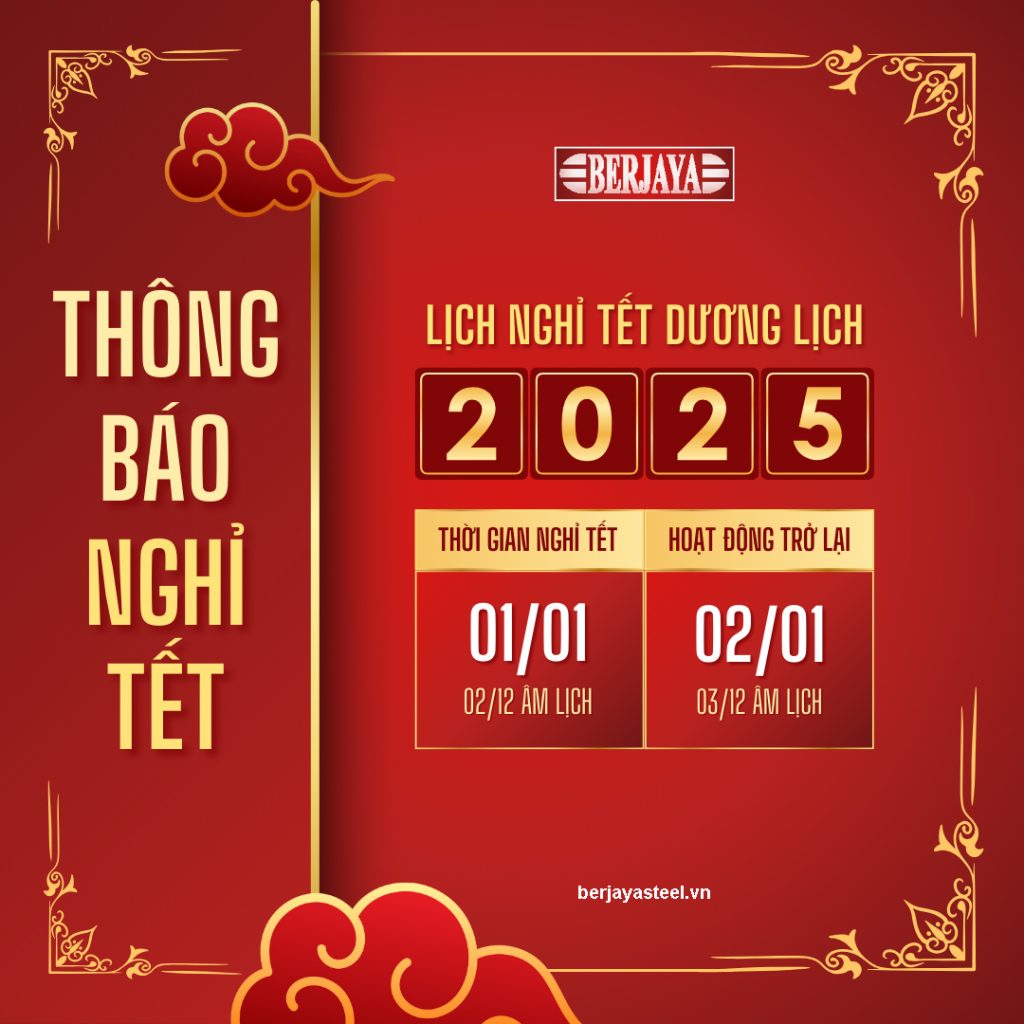 BERJAYA Thông Báo Lịch Nghỉ Tết Dương Lịch 2025