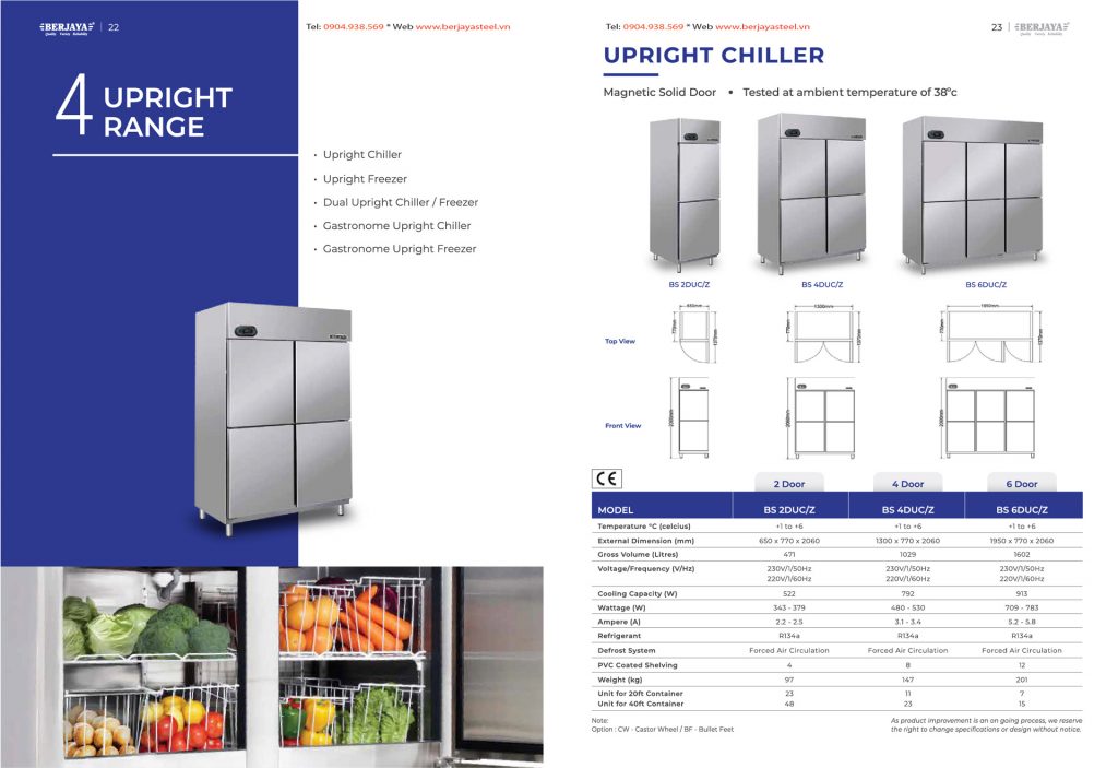 Tủ cấp đông lạnh Berjaya thay thế kho lạnh mini
